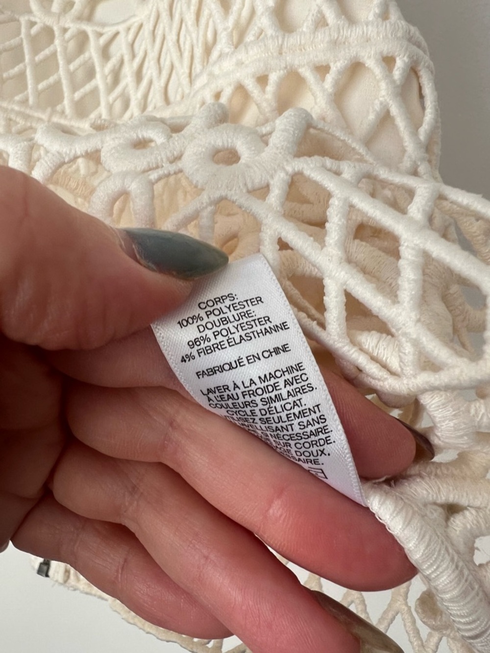 Express Cream Crochet Halter Crop Top - Picture 4 of 5